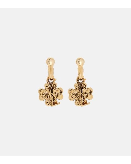 Saint Laurent Metallic Cassandre Lucky Charm Drop Earrings