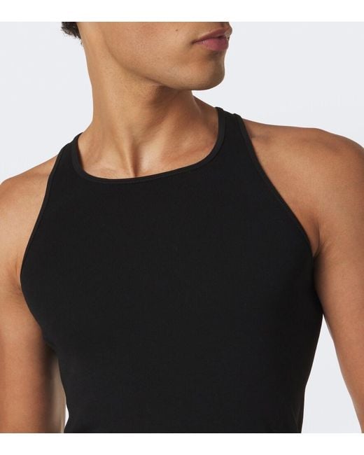 Rick Owens Black Basic Ribbed-Knit Cotton Jersey Tank Top for men