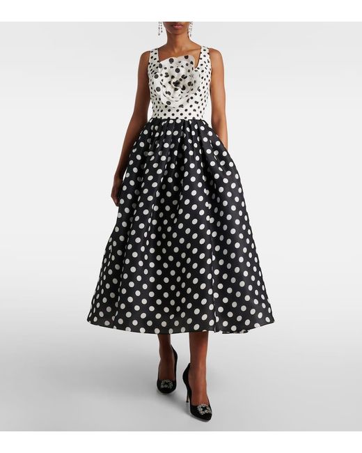 Robe Midi En Soie A Pois Carolina Herrera en coloris Black