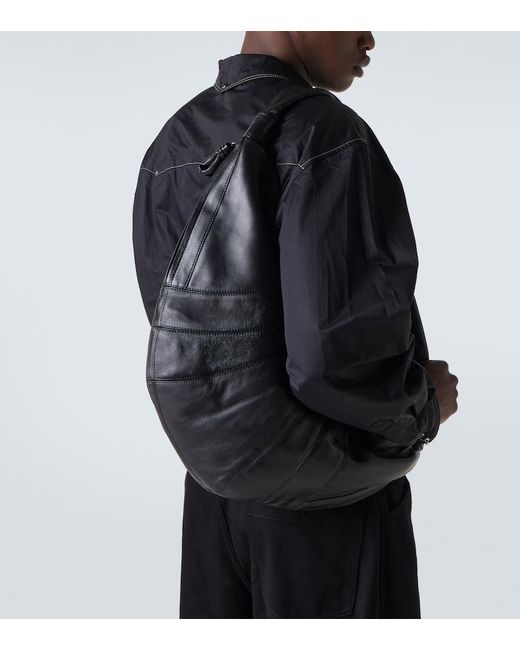 Lemaire Black Croissant Large Leather Shoulder Bag for men