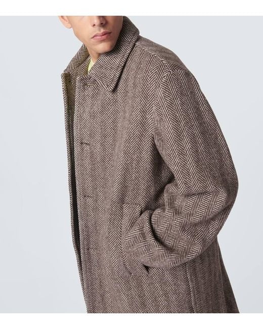 Dries Van Noten Brown Wool Tweed Overcoat for men