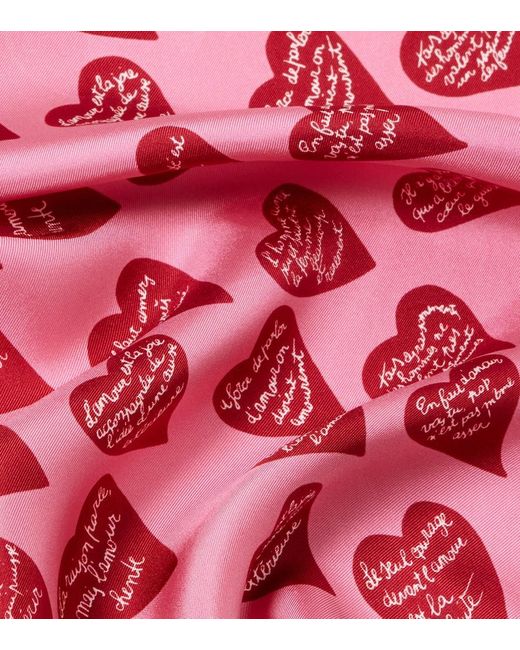 Max Mara Red Printed Silk Twill Scarf