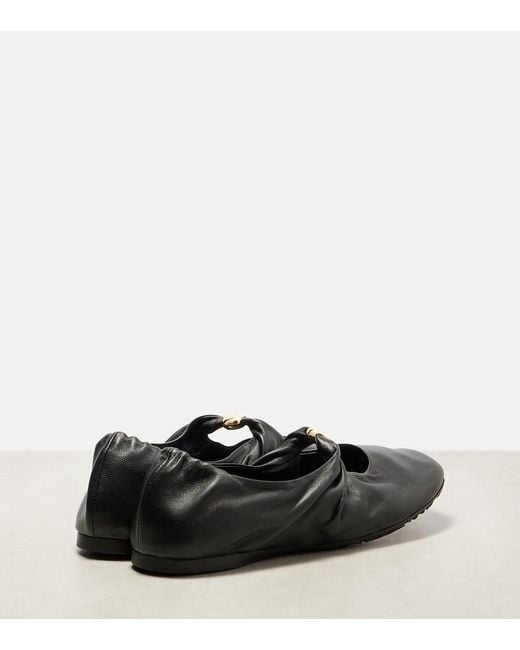 Loewe Black Pebble Soft Leather Mary Jane Flats