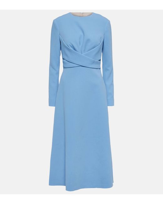 Emilia Wickstead Blue Elta Wrap-effect Midi Dress