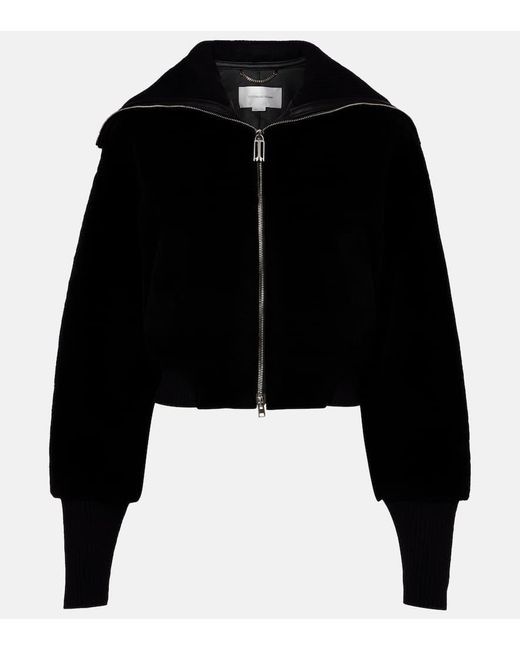 Victoria Beckham Black Shearling Bomber Jacket