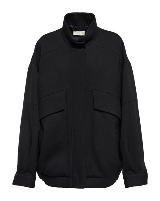 The Row Efren Wool-blend Bomber Jacket in Black | Lyst