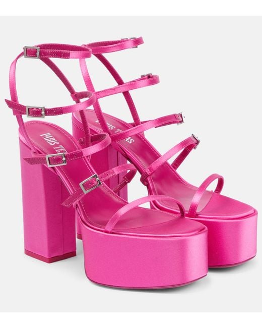Paris Texas Jessica 130 Satin Platform Sandals in Pink | Lyst