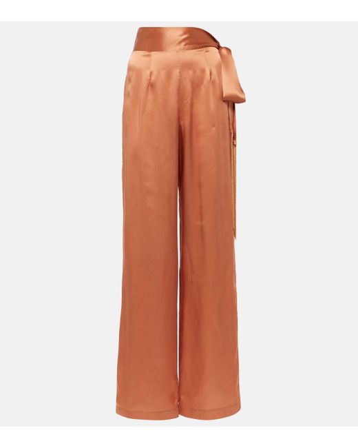 ‎Taller Marmo Orange Verdi Silk Satin Wide-leg Pants