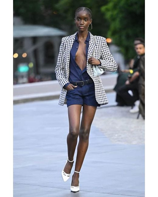 AMI Blue Checked Wool And Cotton Blazer