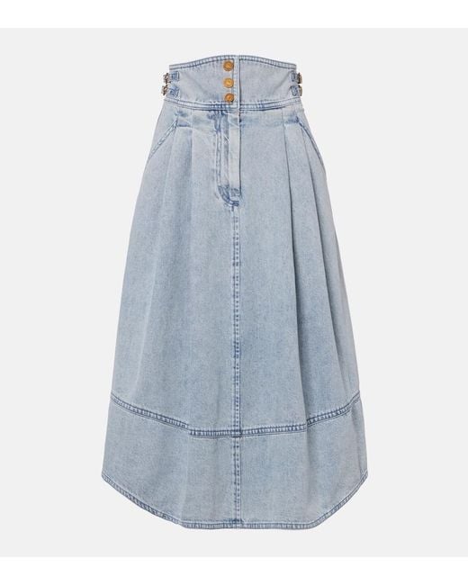 Zimmermann Blue Wandlerlust Denim Midi Skirt
