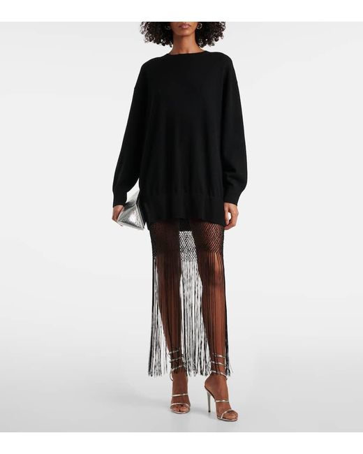 Christopher Esber Black Macrame Monument Wool And Cashmere Maxi Dress
