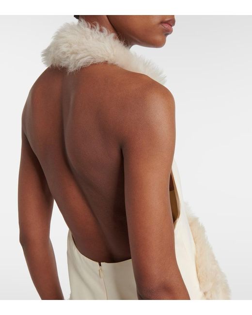 Totême  White Midikleid Aus Cady Mit Shearling