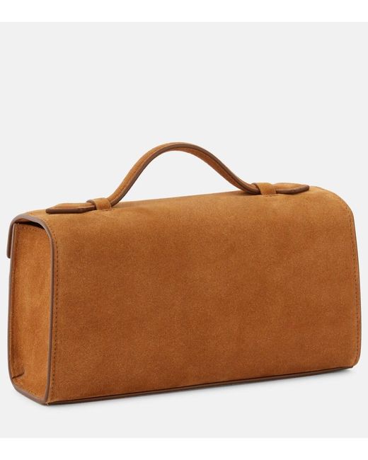 SAVETTE Brown Symmetry Pochette Suede Tote Bag
