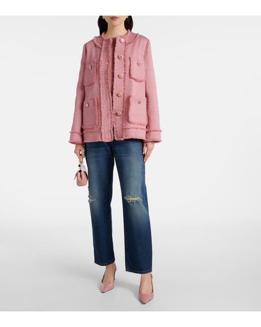 Dolce & Gabbana Pink Wool Blazer With Front Pockets
