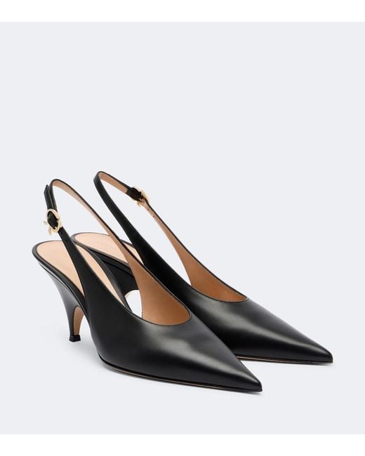 Gianvito Rossi Black Sofia Leather Slingback Pumps
