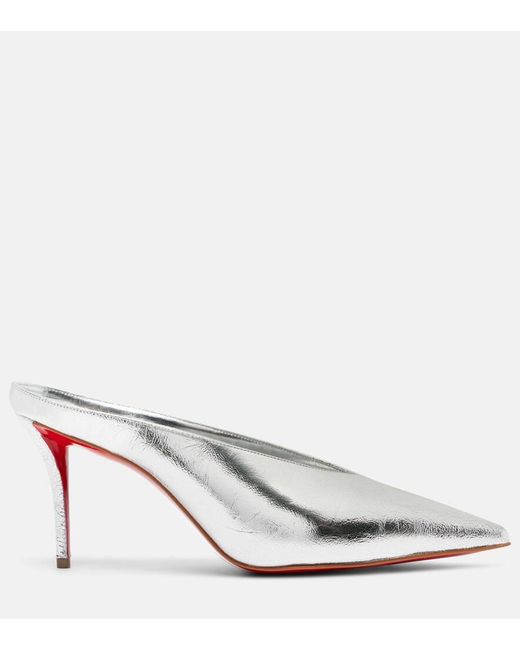 Christian Louboutin White Miss Z Slimimule Leather Heeled Mules 80
