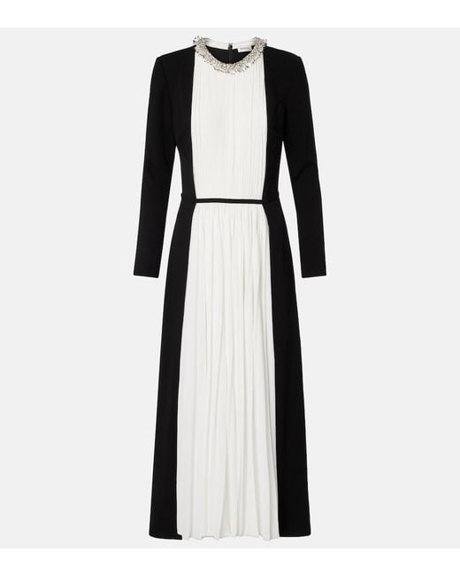 Jonathan Simkhai Black Esther Embellished Crepe And Plisse Midi Dress