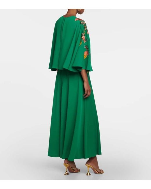 Abito Lungo Zinnia Con Ricami E Mantella di Costarellos in Green