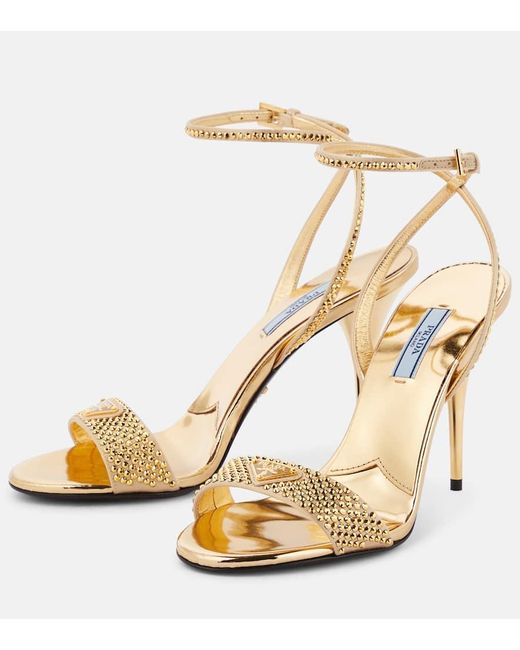 Prada Metallic High Heel Sandals