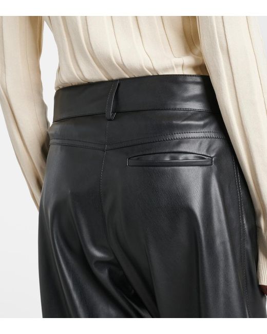 Stella McCartney Black High-Rise Faux Leather Straight Pants
