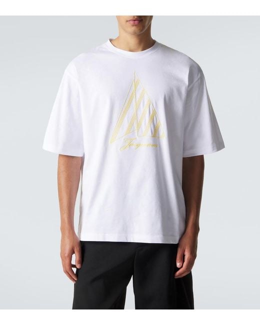 Jacquemus White Voilier Embroidered Cotton Jersey T-Shirt for men