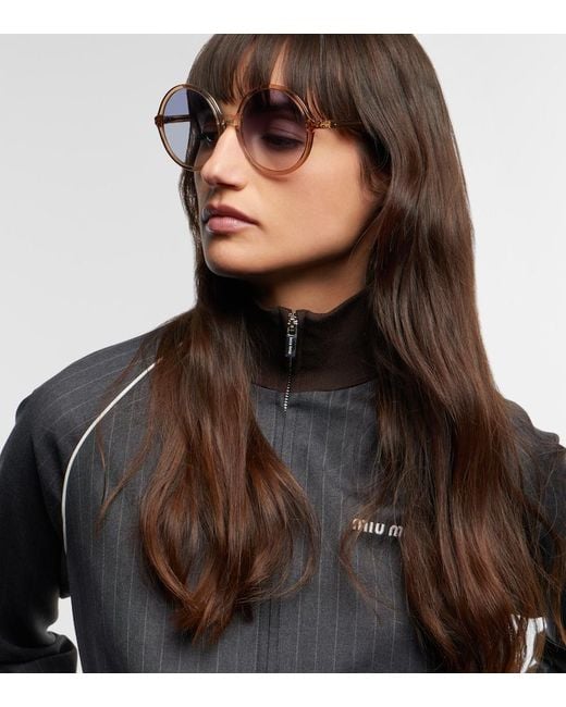 Miu Miu Blue Logo Round Sunglasses