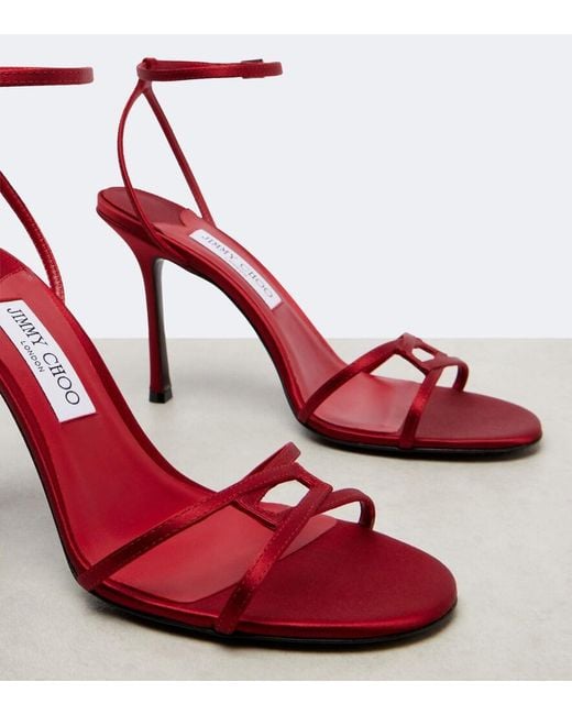 Jimmy Choo Red Leo 100 Satin Sandals