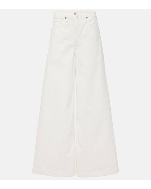 Nili Lotan White Rolland High-rise Wide-leg Jeans