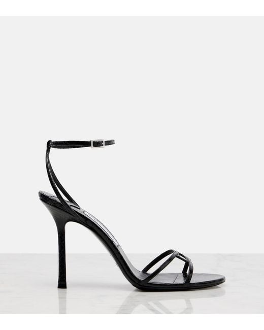 Jimmy Choo Black Leo 100 Leather Sandals