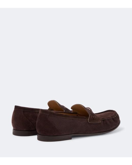 Fendi Brown Scrunch Suede Penny Loafers for men