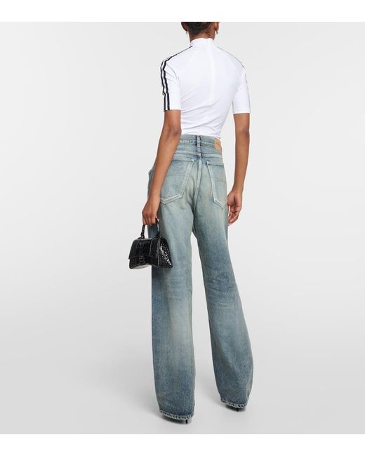 Balenciaga Blue Mid-Rise Wide-Leg Jeans