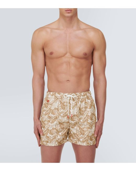 Kiton Natural Printed Swim Shorts for men