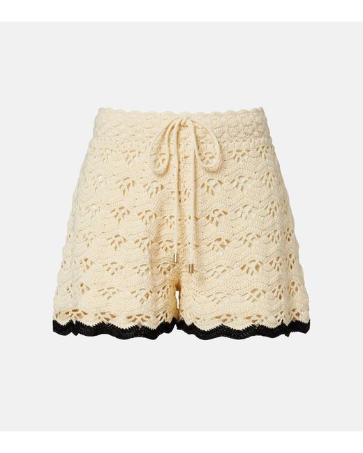 Zimmermann Natural Aster Crochet Cotton Shorts