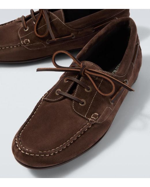 Manolo Blahnik Brown Marino Suede Loafers for men