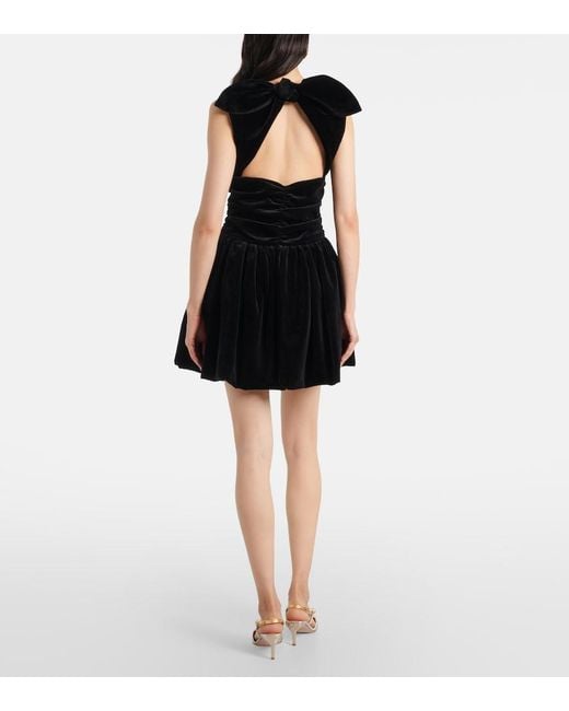 Patou Black Cotton Velvet Balloon Minidress