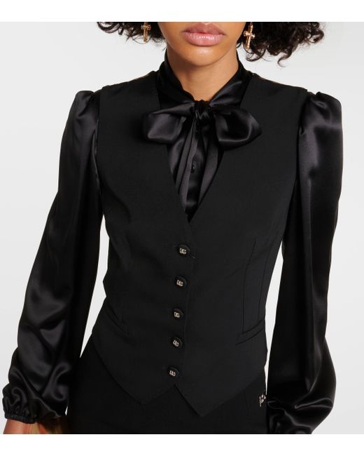 Dolce & Gabbana Black Wool-blend Vest