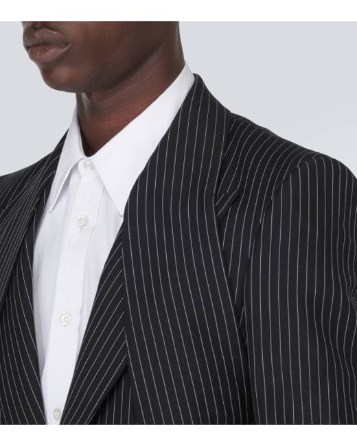 Alexander McQueen Black Pinstripe Wool And Mohair Suit Jacket for men