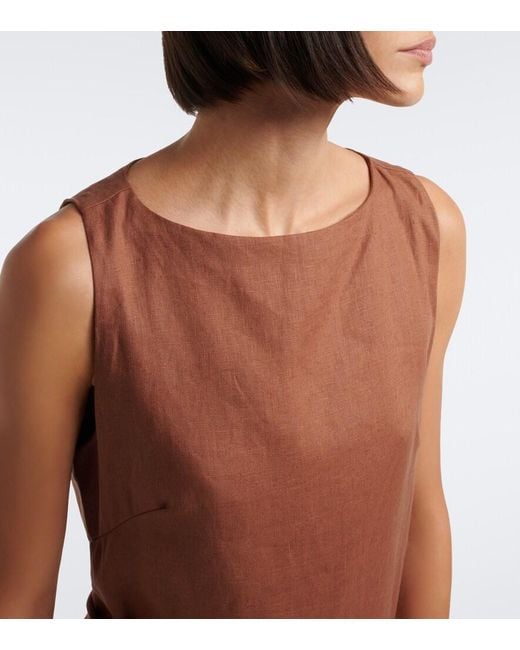 Faithfull The Brand Brown Souline Draped Linen Minidress