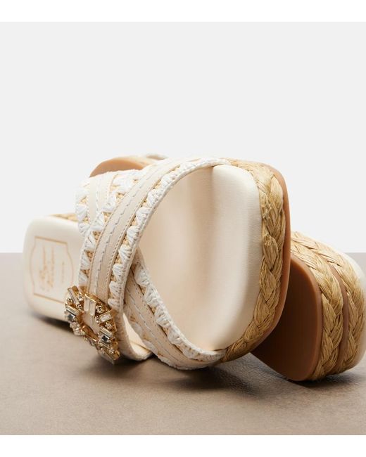 Roger Vivier White Espa Embellished Leather Mules