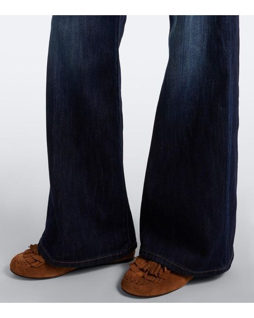 7 For All Mankind Blue Lotta Wide-Leg Jeans
