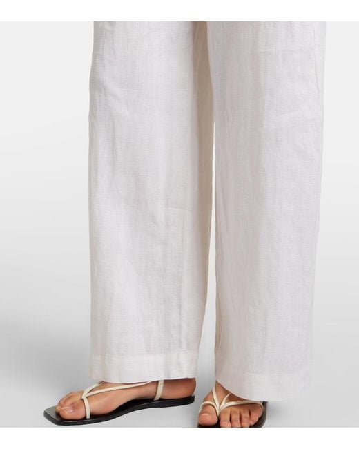Velvet White Stephanie Linen Wide-Leg Pants