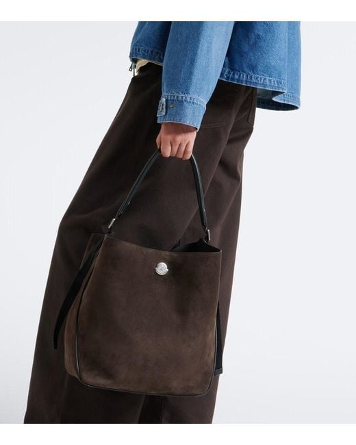 Moncler Black Carlo Suede Shoulder Bag