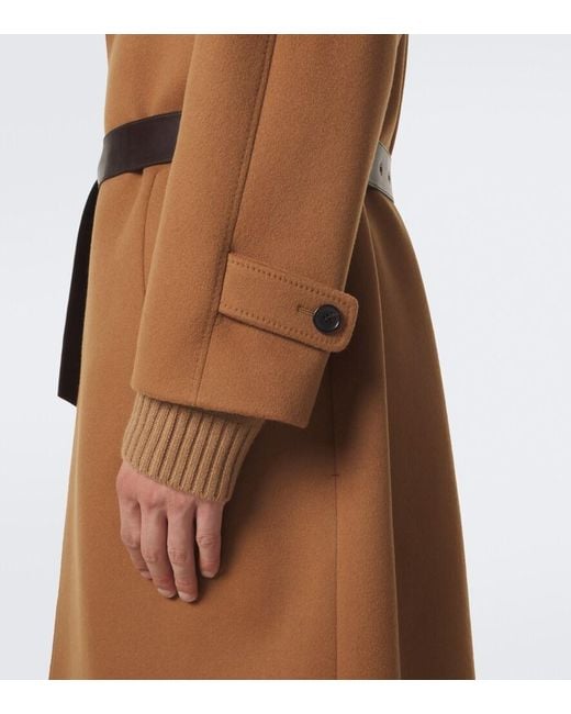 Saint Laurent Brown Belted Wool Coat for men