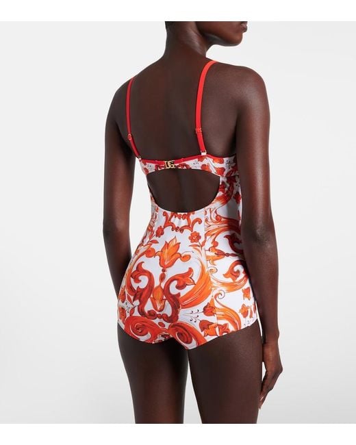 Dolce & Gabbana Red Majolica Swimsuit