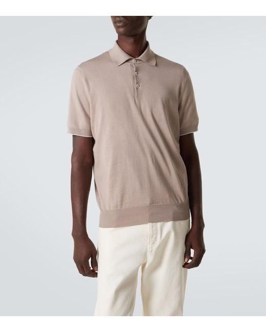 Brunello Cucinelli Natural Cotton Polo Shirt for men