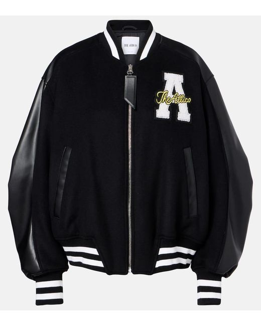 The Attico Black Wool-Blend Fleece Blouson
