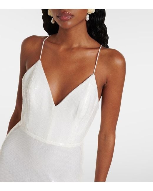 Alex Perry White Bridal Sequined Gown