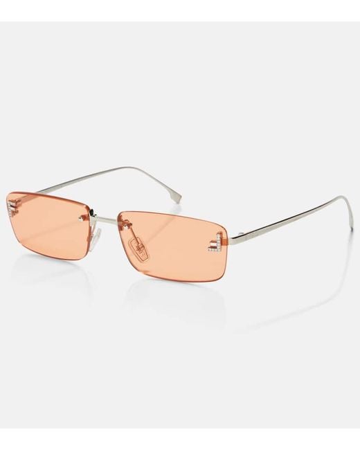 Fendi Brown Eckige Sonnenbrille First Crystal