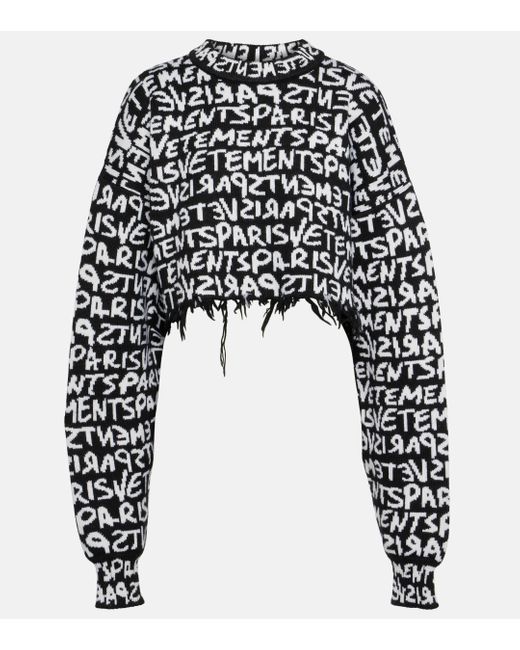 Vetements Black Monogram Cropped Wool Sweater