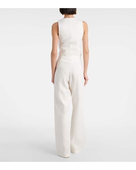 Faithfull The Brand White High-Rise Linen Wide-Leg Pants